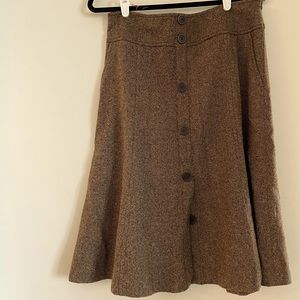 Zara Tweed Front Button A-Line Skirt